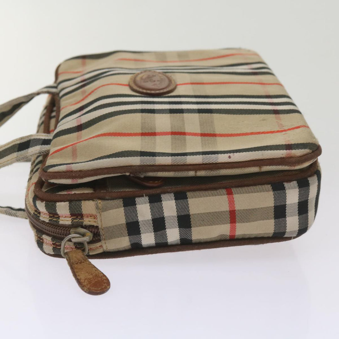 BurberrySs Nova Check Hand Bag Canvas Beige Auth bs12412