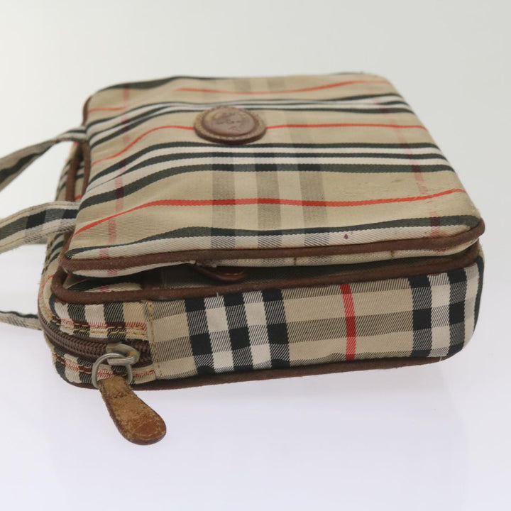 BurberrySs Nova Check Hand Bag Canvas Beige Auth bs12412