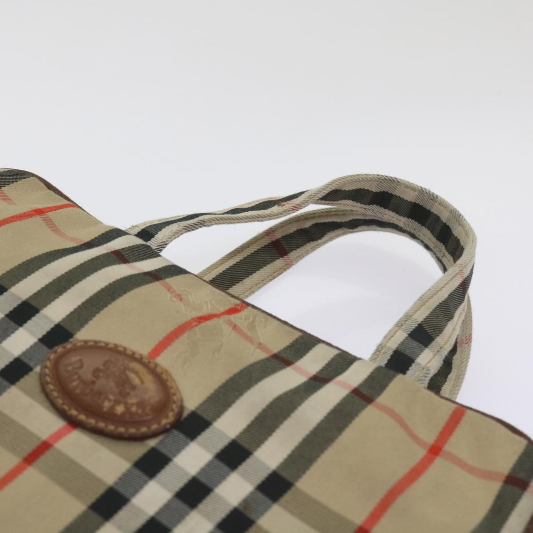 BurberrySs Nova Check Hand Bag Canvas Beige Auth bs12412