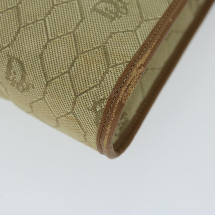 CHRISTIAN Dior Honeycomb Canvas Shoulder Bag PVC Leather Beige Auth bs12456
