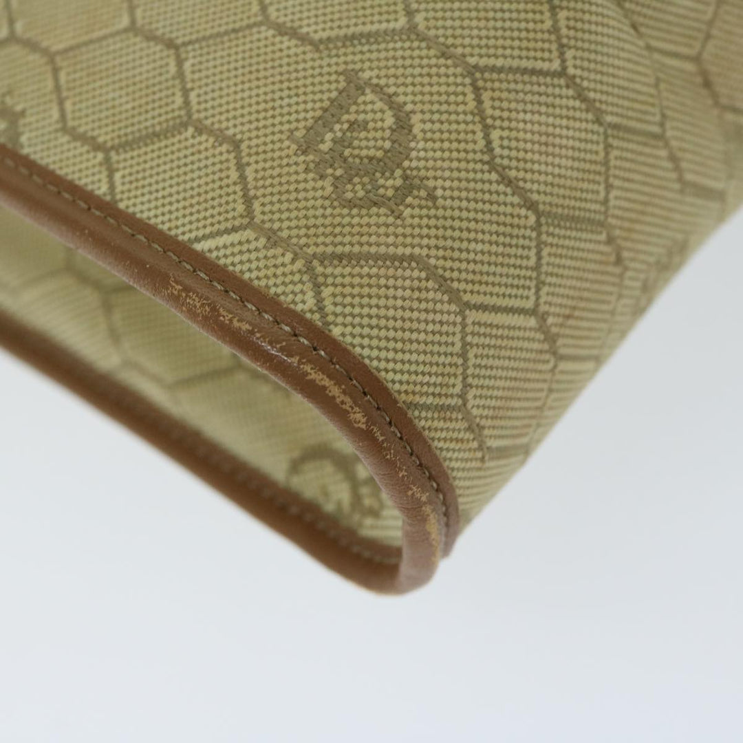CHRISTIAN Dior Honeycomb Canvas Shoulder Bag PVC Leather Beige Auth bs12456