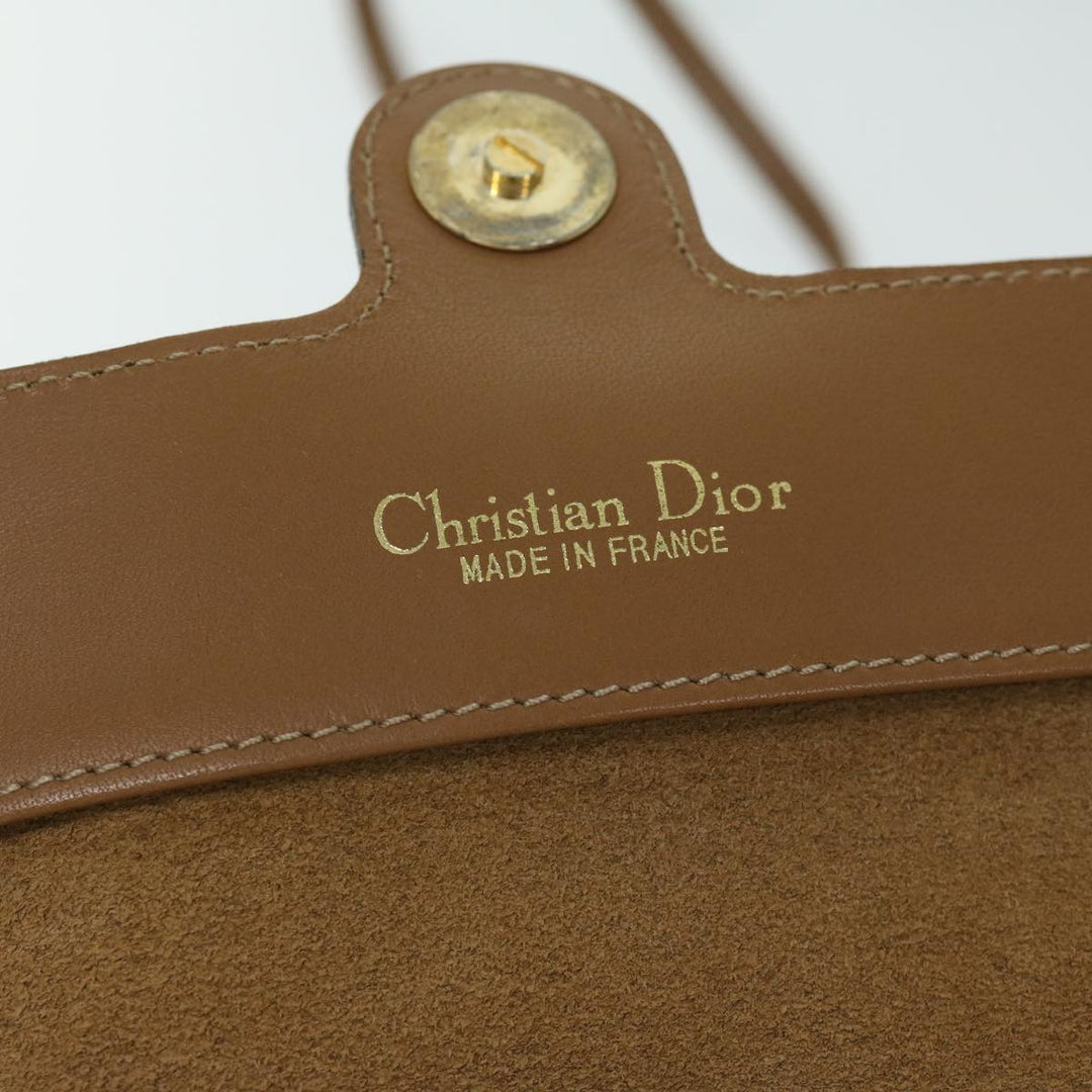 CHRISTIAN Dior Honeycomb Canvas Shoulder Bag PVC Leather Beige Auth bs12456