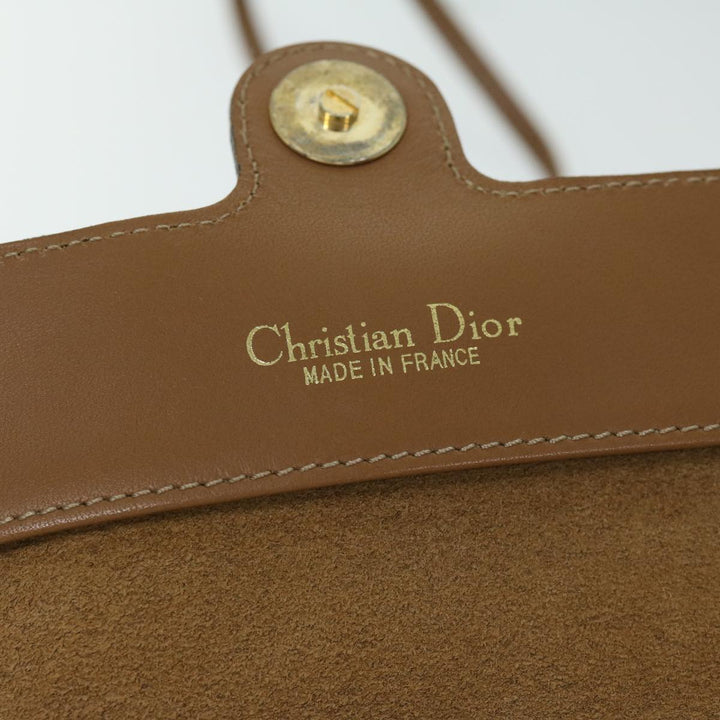CHRISTIAN Dior Honeycomb Canvas Shoulder Bag PVC Leather Beige Auth bs12456