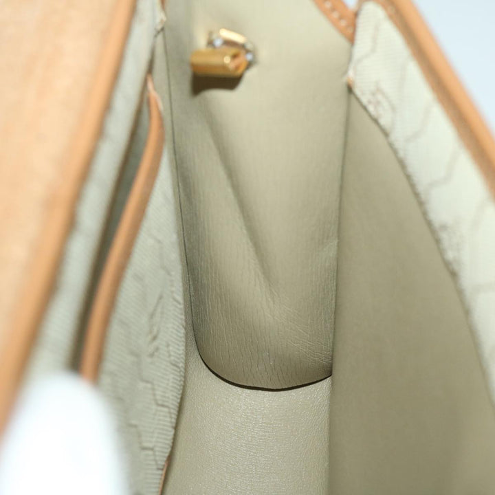 CHRISTIAN Dior Honeycomb Canvas Shoulder Bag PVC Leather Beige Auth bs12456