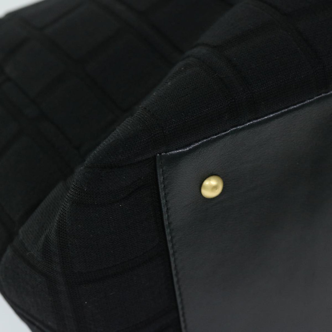 Top Quality Chanel Choco Bar Chain Hand Bag Cotton Black CC Auth bs12465
