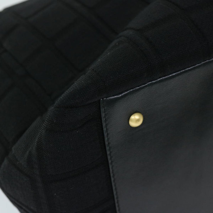 Top Quality Chanel Choco Bar Chain Hand Bag Cotton Black CC Auth bs12465