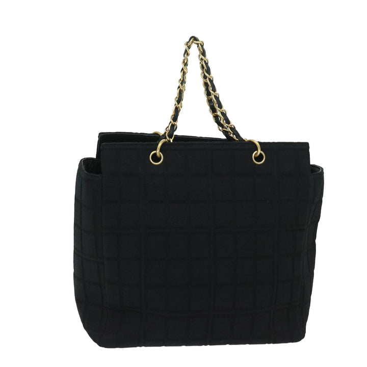 Top Quality Chanel Choco Bar Chain Hand Bag Cotton Black CC Auth bs12465