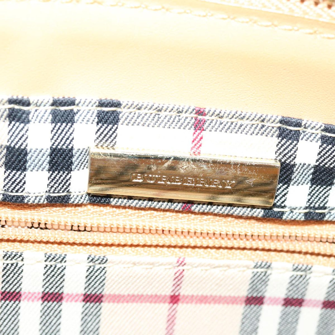 Burberry Hand Bag Leather Beige Auth bs12474