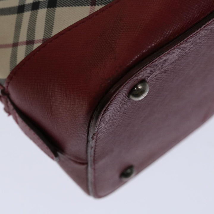 Top Quality Burberry Nova Check Hand Bag Canvas Red Beige Auth bs12476