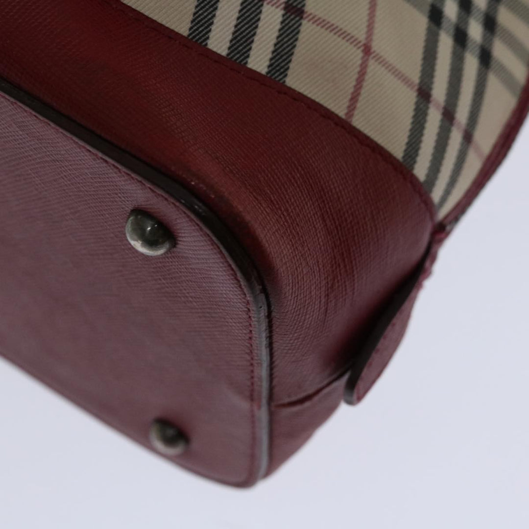 Top Quality Burberry Nova Check Hand Bag Canvas Red Beige Auth bs12476