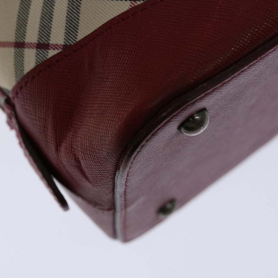 Top Quality Burberry Nova Check Hand Bag Canvas Red Beige Auth bs12476