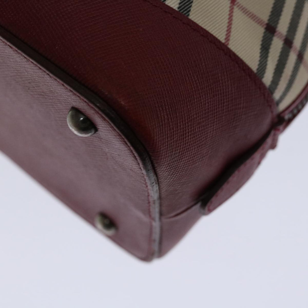 Top Quality Burberry Nova Check Hand Bag Canvas Red Beige Auth bs12476