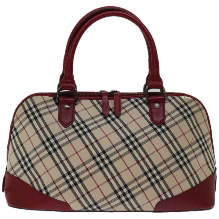 Top Quality Burberry Nova Check Hand Bag Canvas Red Beige Auth bs12476
