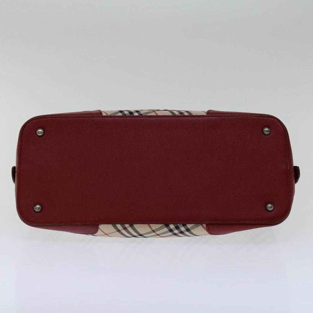 Top Quality Burberry Nova Check Hand Bag Canvas Red Beige Auth bs12476