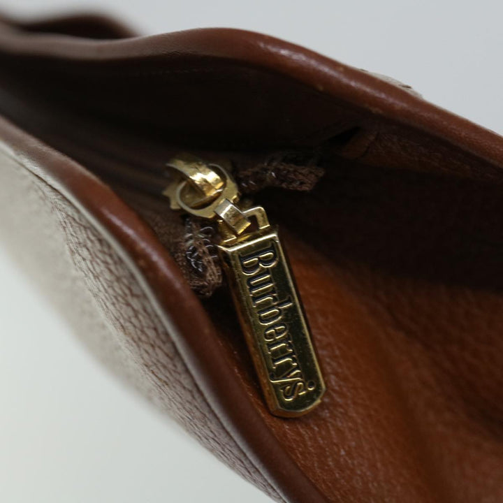 BURBERRYSs Clutch Bag Leather Brown Auth bs12490