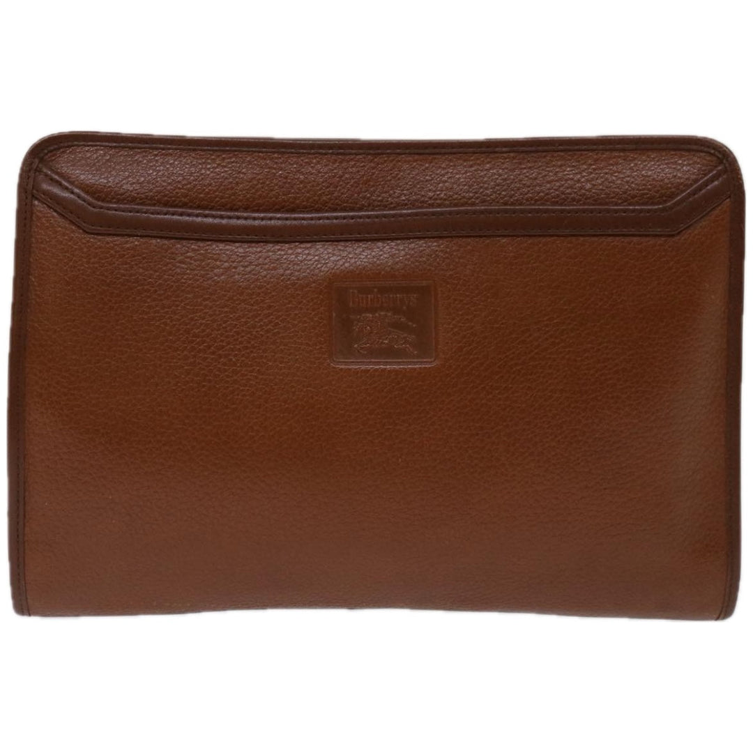 BURBERRYSs Clutch Bag Leather Brown Auth bs12490