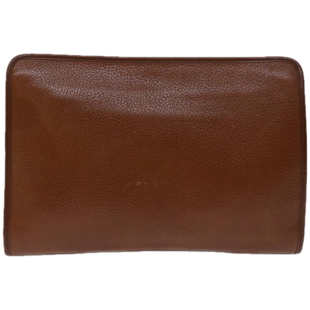 BURBERRYSs Clutch Bag Leather Brown Auth bs12490