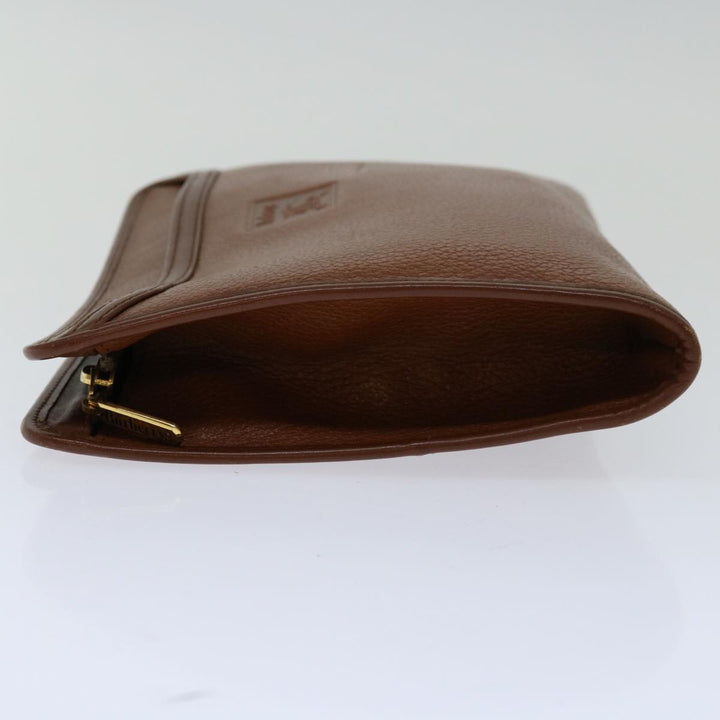 BURBERRYSs Clutch Bag Leather Brown Auth bs12490