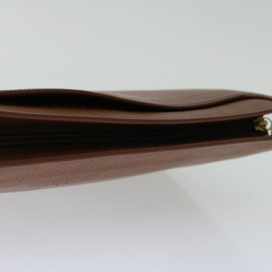 BURBERRYSs Clutch Bag Leather Brown Auth bs12490