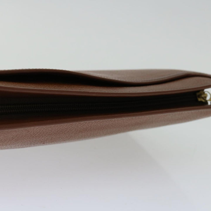 BURBERRYSs Clutch Bag Leather Brown Auth bs12490