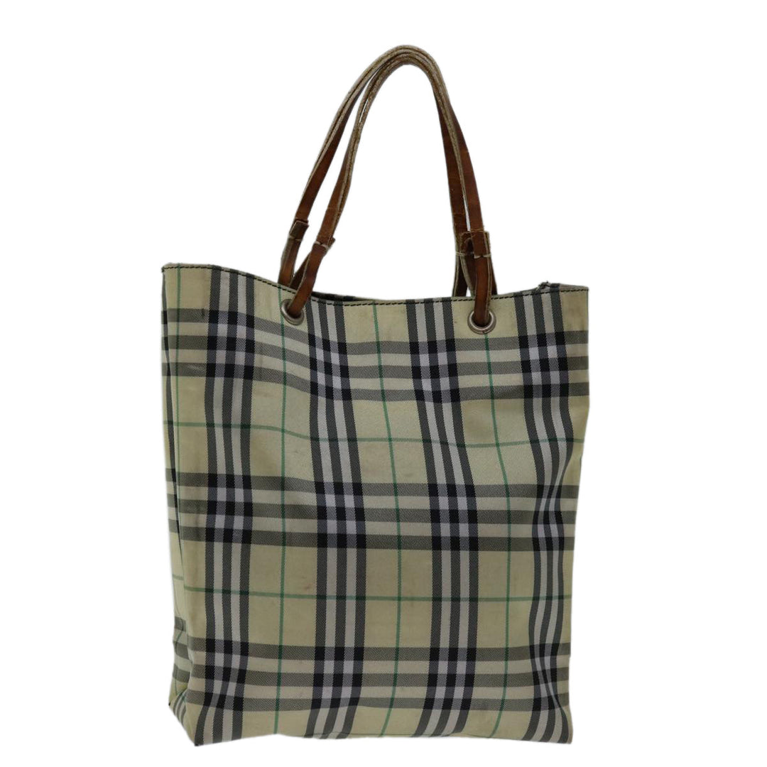 Burberry Nova Check Hand Bag Nylon Beige Auth bs12545