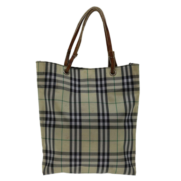 Burberry Nova Check Hand Bag Nylon Beige Auth bs12545