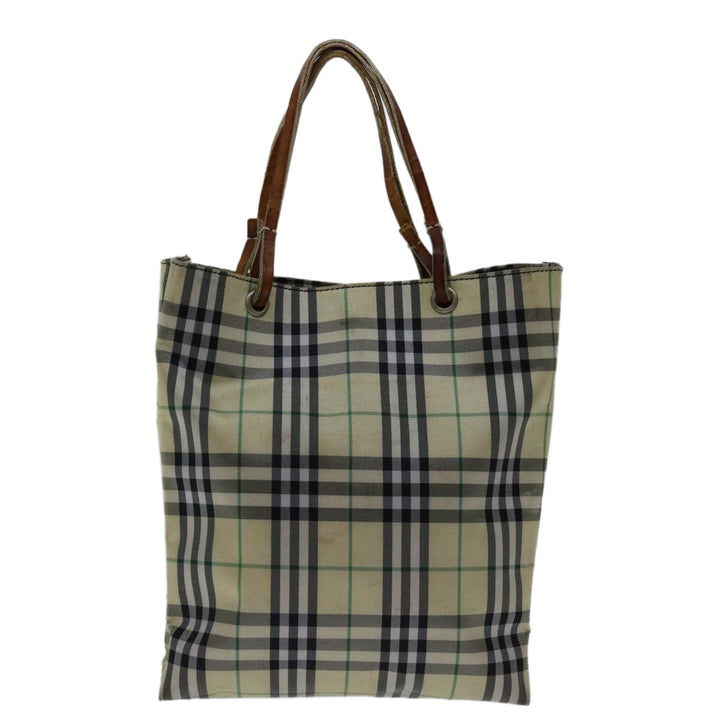 Burberry Nova Check Hand Bag Nylon Beige Auth bs12545