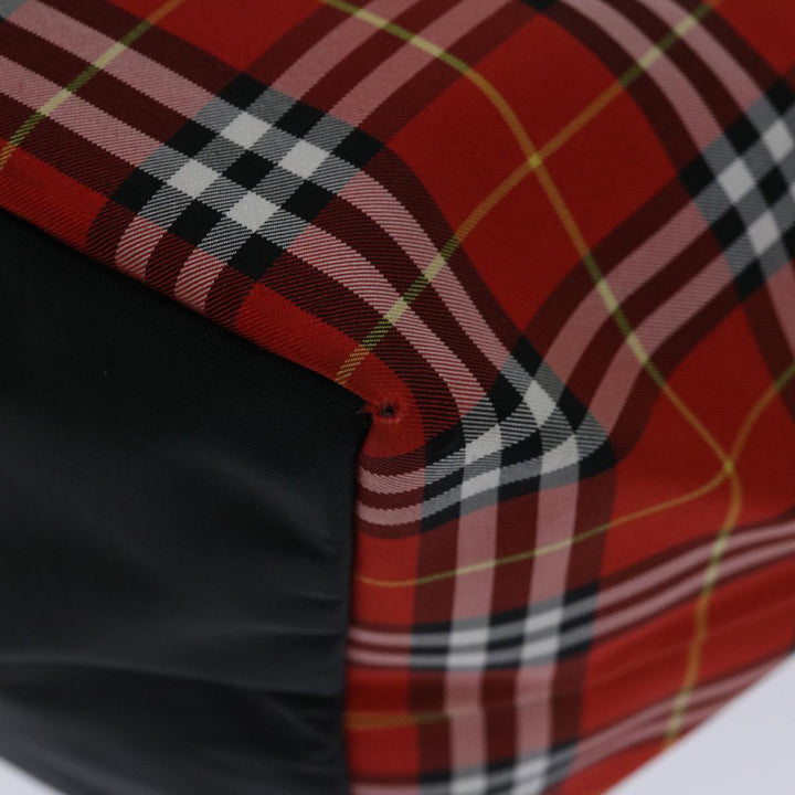 BurberrySs Nova Check Blue Label Hand Bag Nylon Red Auth bs12546