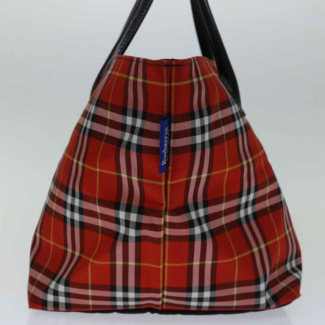 BurberrySs Nova Check Blue Label Hand Bag Nylon Red Auth bs12546