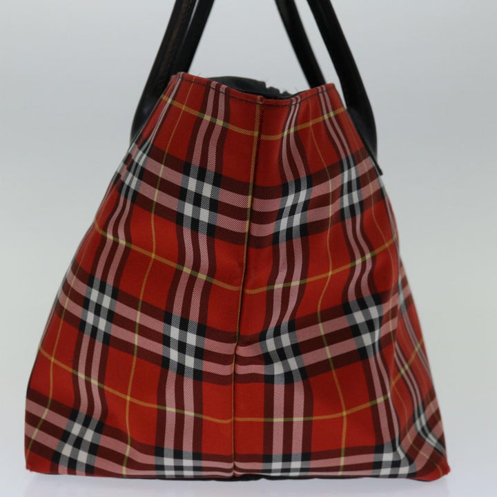 BurberrySs Nova Check Blue Label Hand Bag Nylon Red Auth bs12546