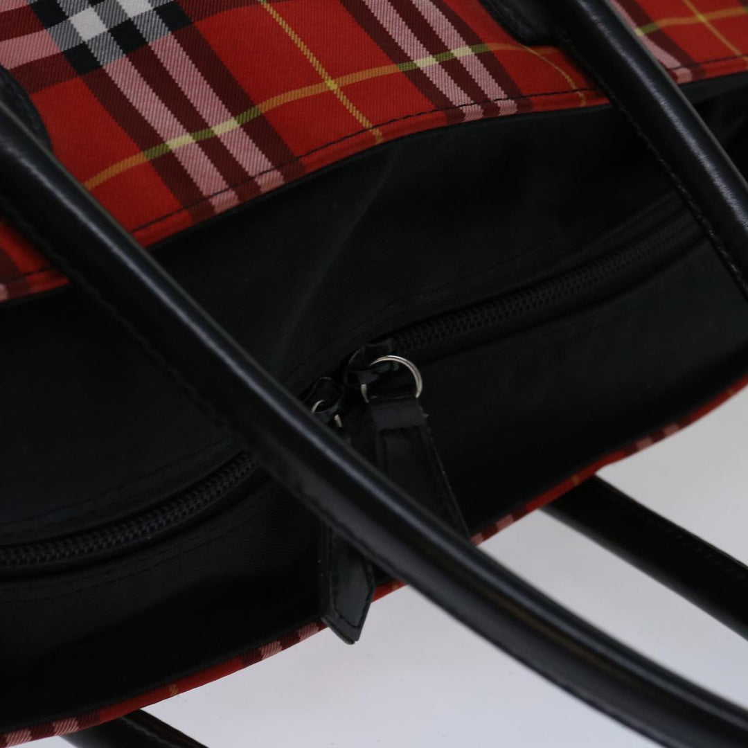 BurberrySs Nova Check Blue Label Hand Bag Nylon Red Auth bs12546