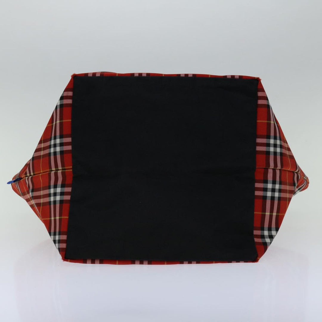 BurberrySs Nova Check Blue Label Hand Bag Nylon Red Auth bs12546