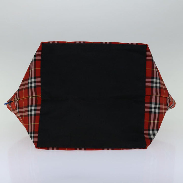 BurberrySs Nova Check Blue Label Hand Bag Nylon Red Auth bs12546