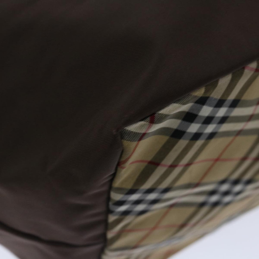 BurberrySs Blue Label Hand Bag Nylon Brown Auth bs12550
