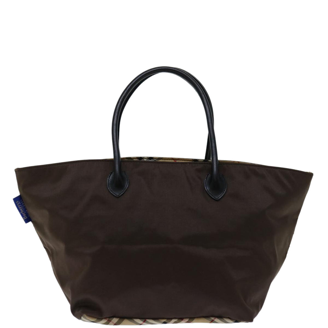 BurberrySs Blue Label Hand Bag Nylon Brown Auth bs12550