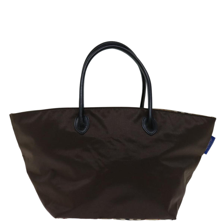 BurberrySs Blue Label Hand Bag Nylon Brown Auth bs12550
