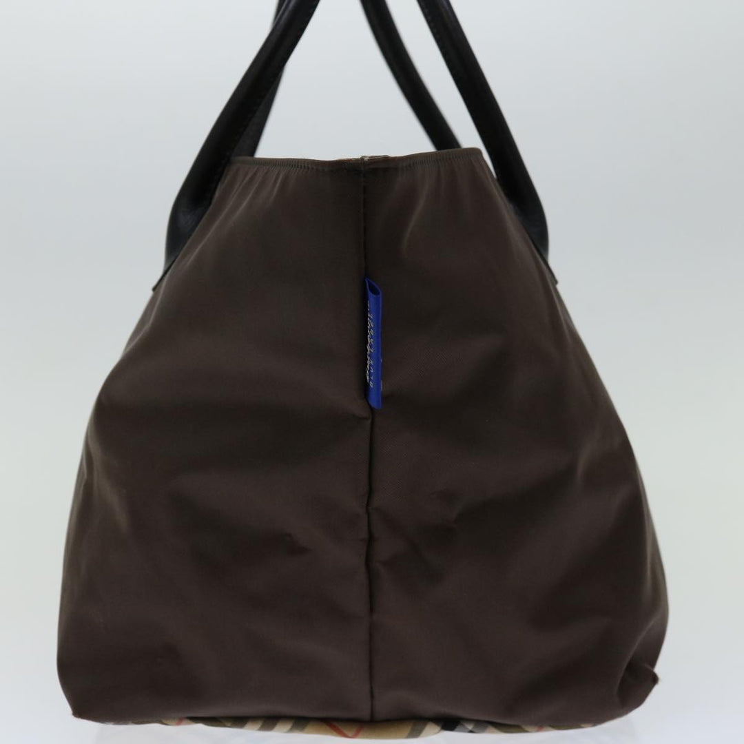 BurberrySs Blue Label Hand Bag Nylon Brown Auth bs12550