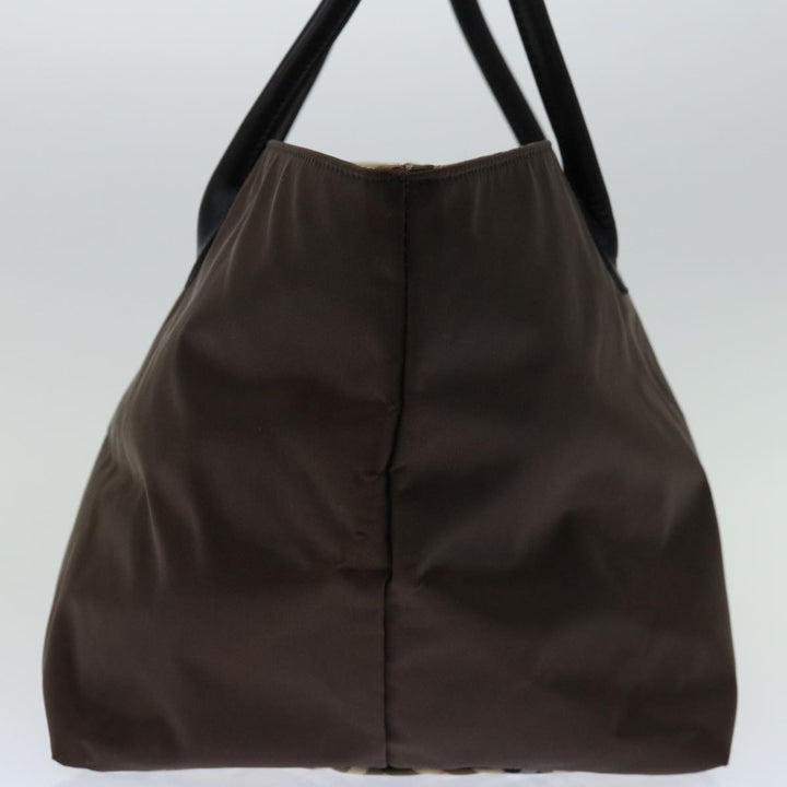 BurberrySs Blue Label Hand Bag Nylon Brown Auth bs12550