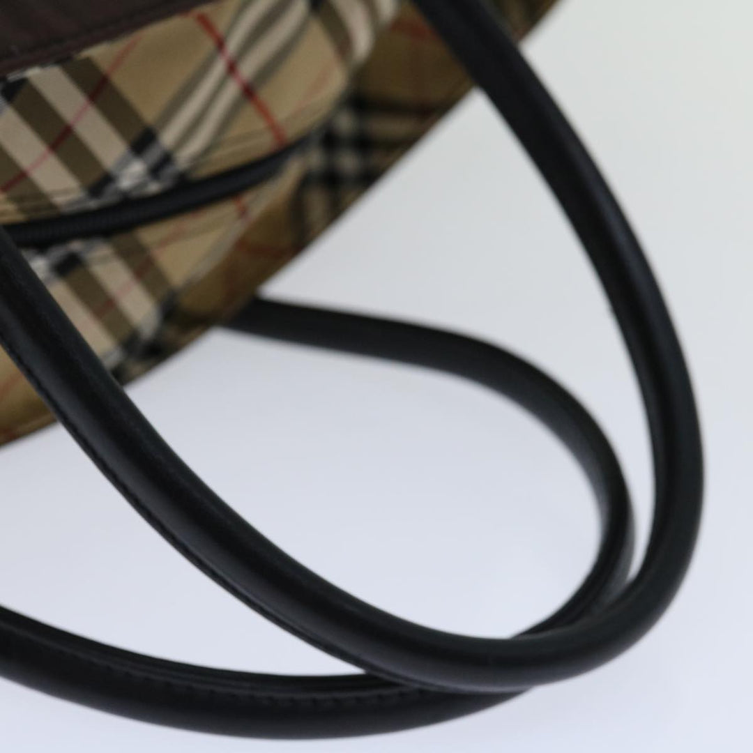 BurberrySs Blue Label Hand Bag Nylon Brown Auth bs12550