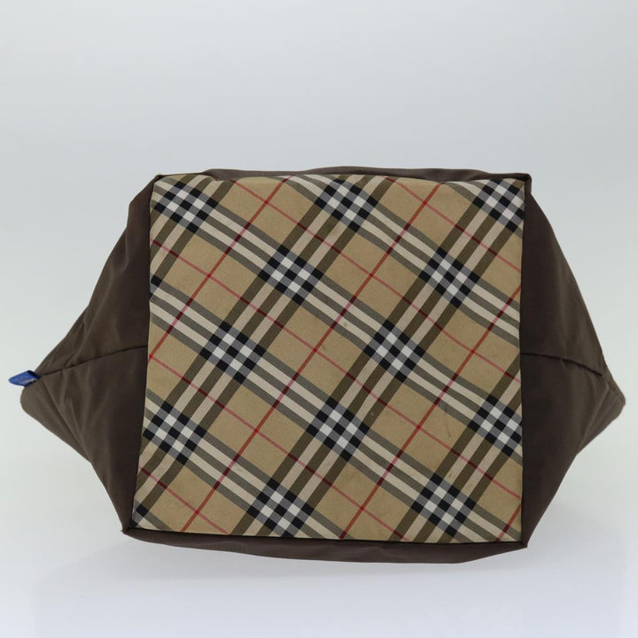 BurberrySs Blue Label Hand Bag Nylon Brown Auth bs12550