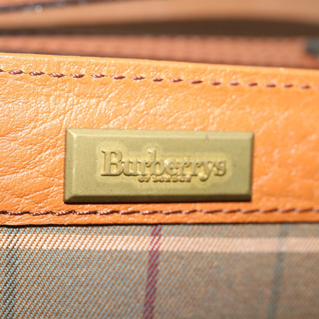 BurberrySs Clutch Bag Leather Brown Auth bs12584