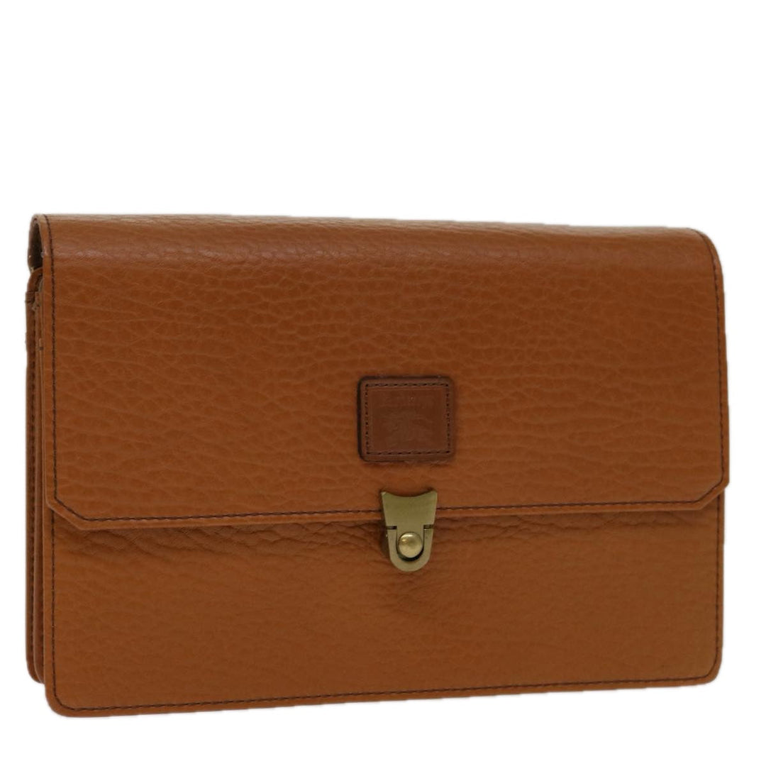 BurberrySs Clutch Bag Leather Brown Auth bs12584