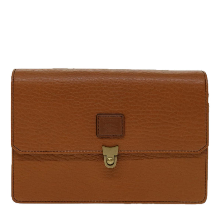 BurberrySs Clutch Bag Leather Brown Auth bs12584