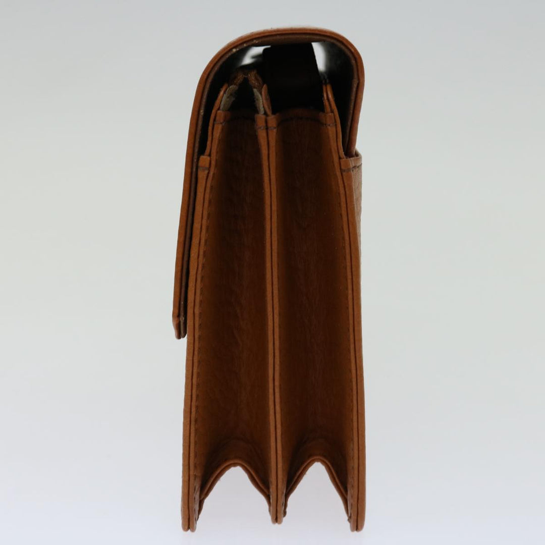 BurberrySs Clutch Bag Leather Brown Auth bs12584