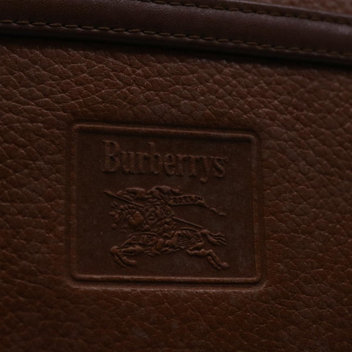 BurberrySs Clutch Bag Leather Brown Auth bs12585
