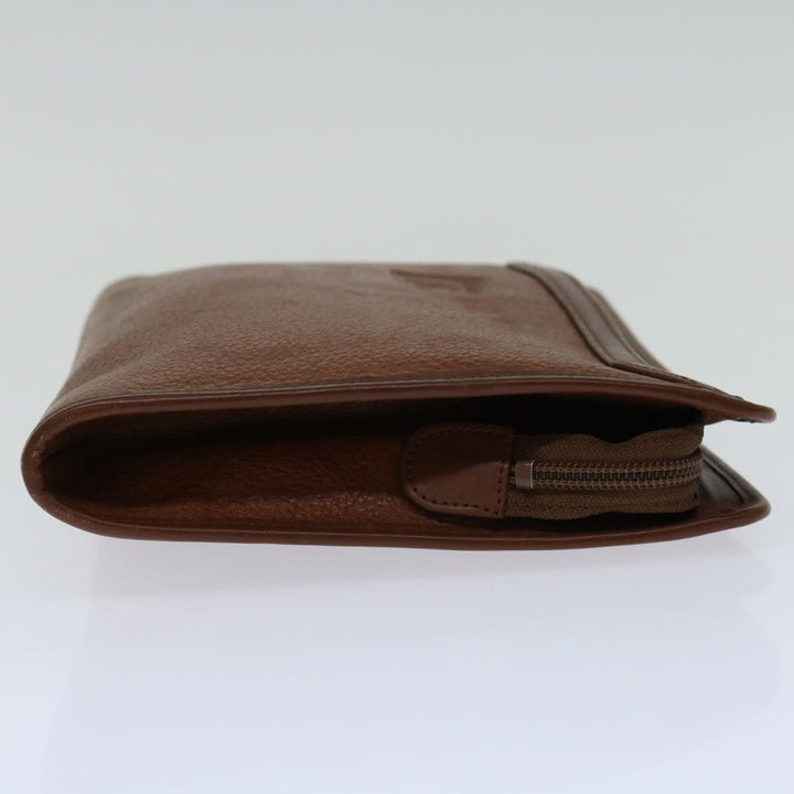 BurberrySs Clutch Bag Leather Brown Auth bs12585