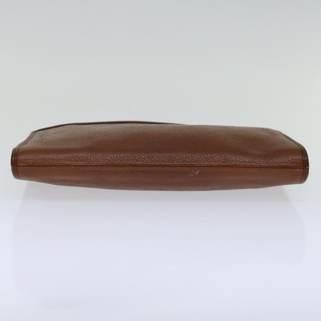 BurberrySs Clutch Bag Leather Brown Auth bs12585