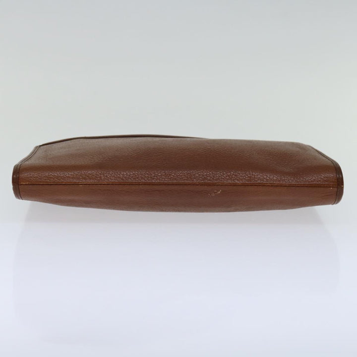 BurberrySs Clutch Bag Leather Brown Auth bs12585