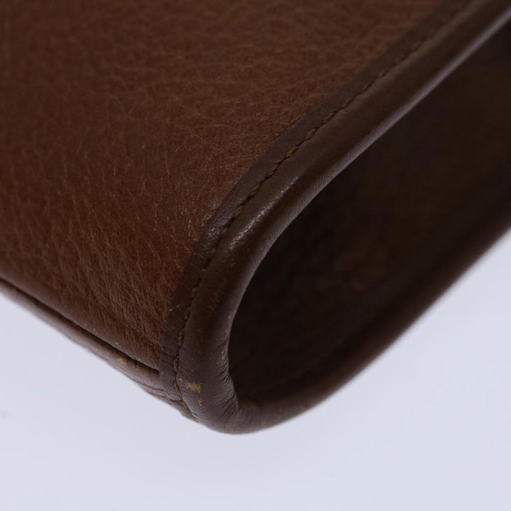 BurberrySs Clutch Bag Leather Brown Auth bs12585