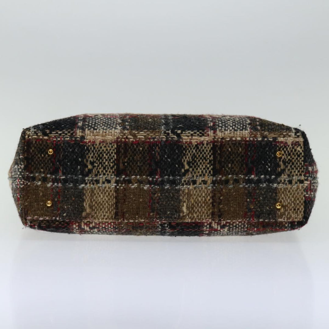Burberry Hand Bag Wool Beige Auth bs12601